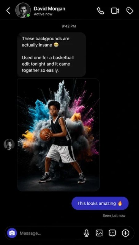 Instagram message about a basketball edit
