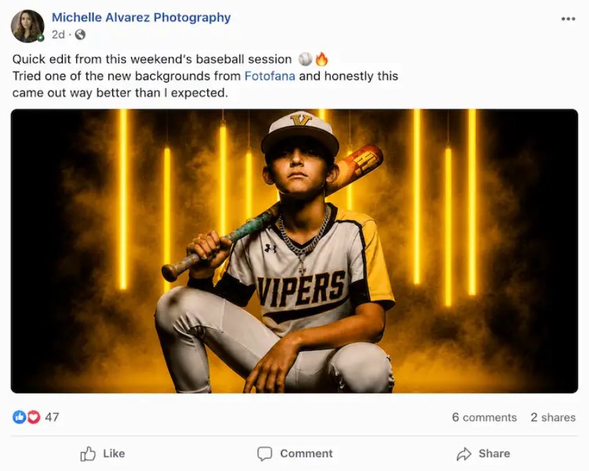 Facebook post with a baseball edit